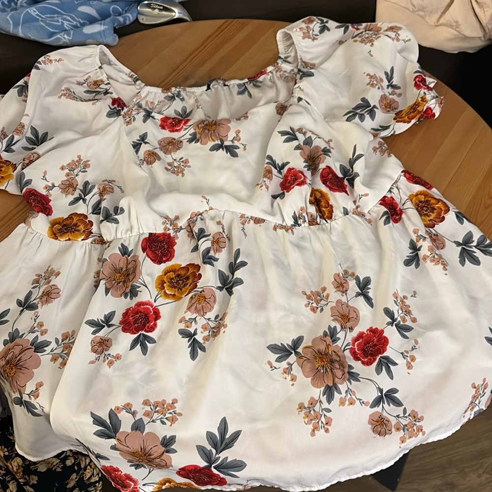 Floral Print Square Neck Gathered Puff Sleeve Blouse